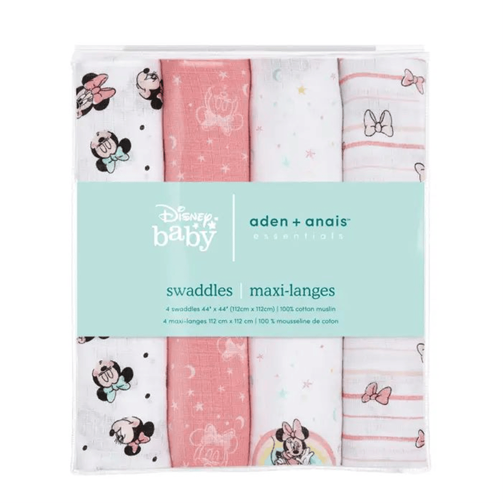 Aden & Anais - Minnie Rainbows Pamuklu Kundak Örtüsü 4lü Set