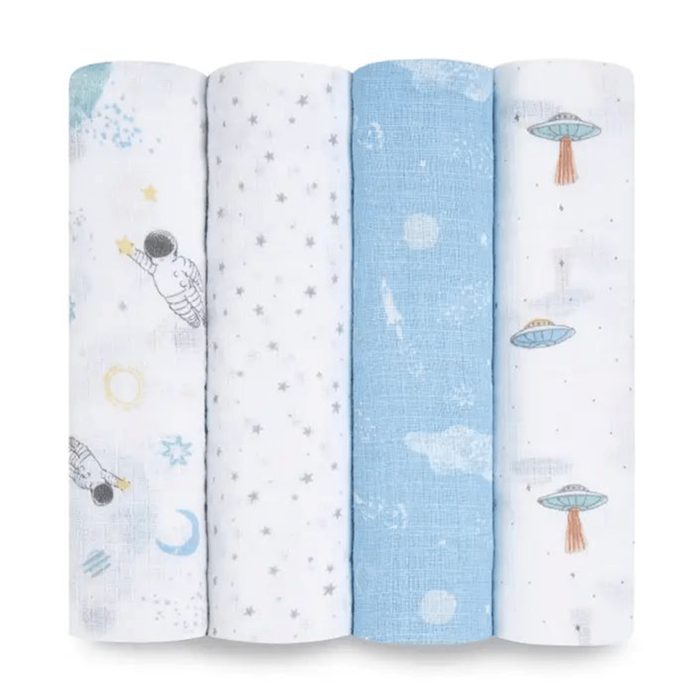 Aden & Anais - Space Explorers Pamuklu Kundak Örtüsü 4lü Set