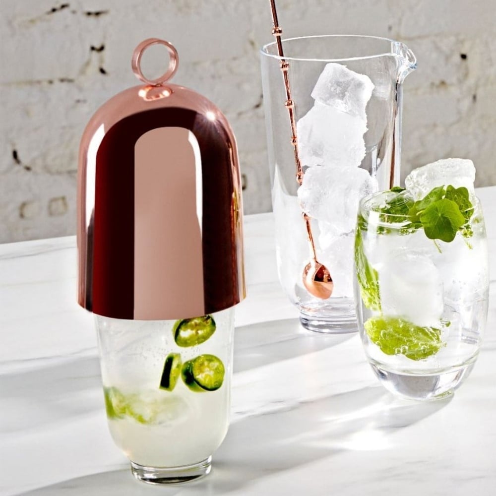  Nude Hepburn Kokteyl Bardağı & Metal Aksesuarlı Shaker 