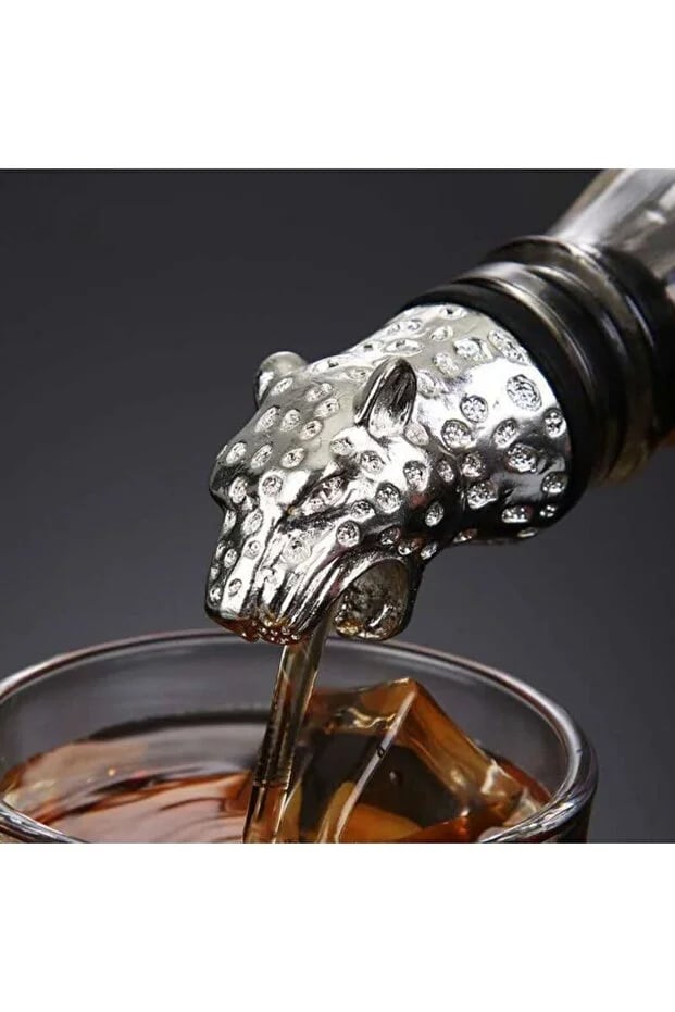 Premium Gümüş Renkli Leopar Başlı Akıtıcı