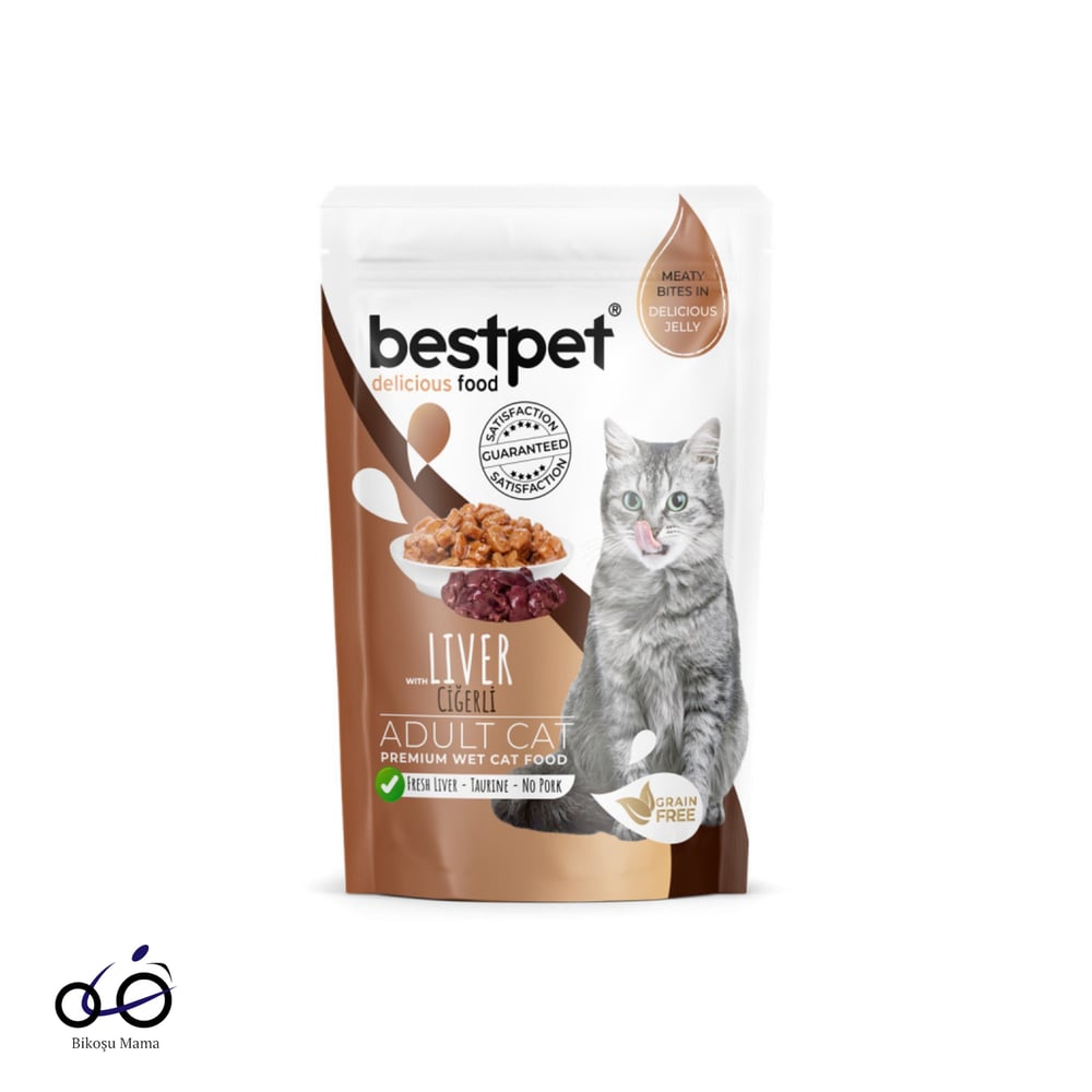 Bestpet Jöle İçinde Ciğer Parça Etli Tahılsız Yetişkin Kedi Yaş Maması 85gr