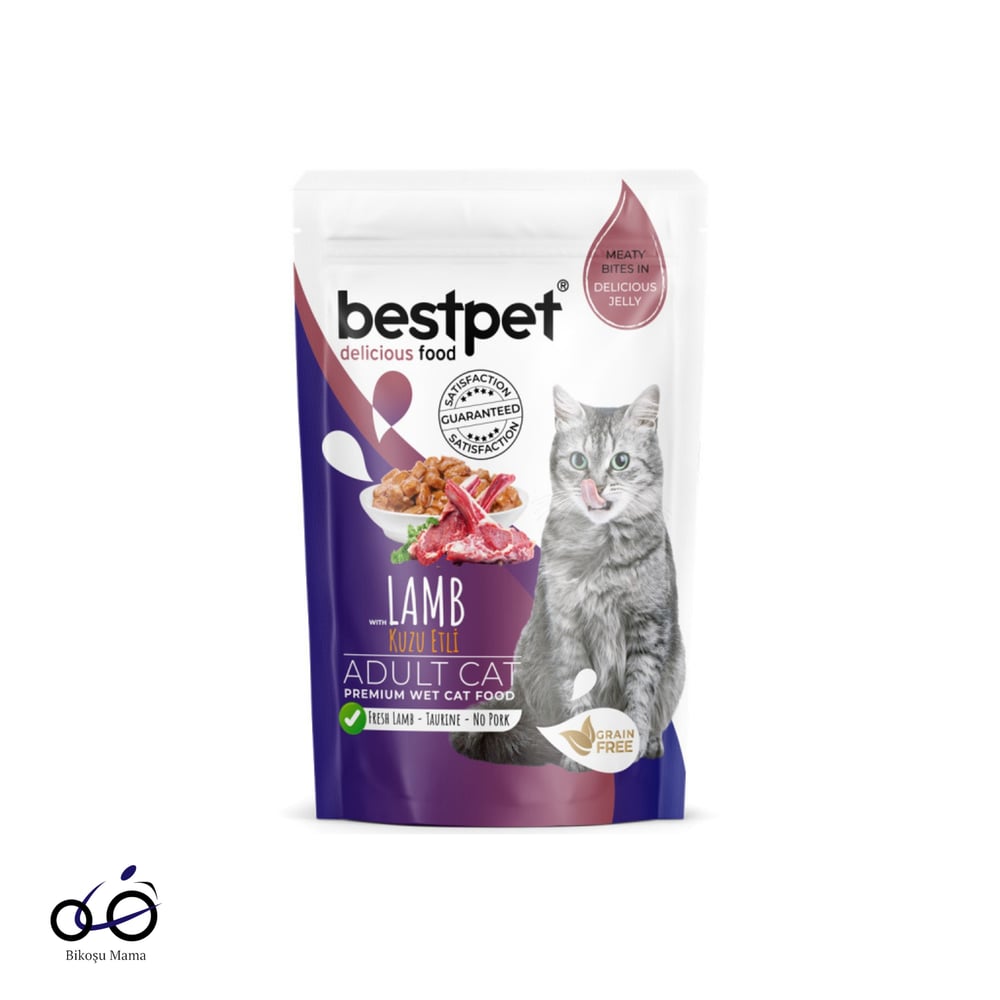 Bestpet Jöle İçinde Kuzu Parça Etli Tahılsız Yetişkin Kedi Yaş Maması 85gr