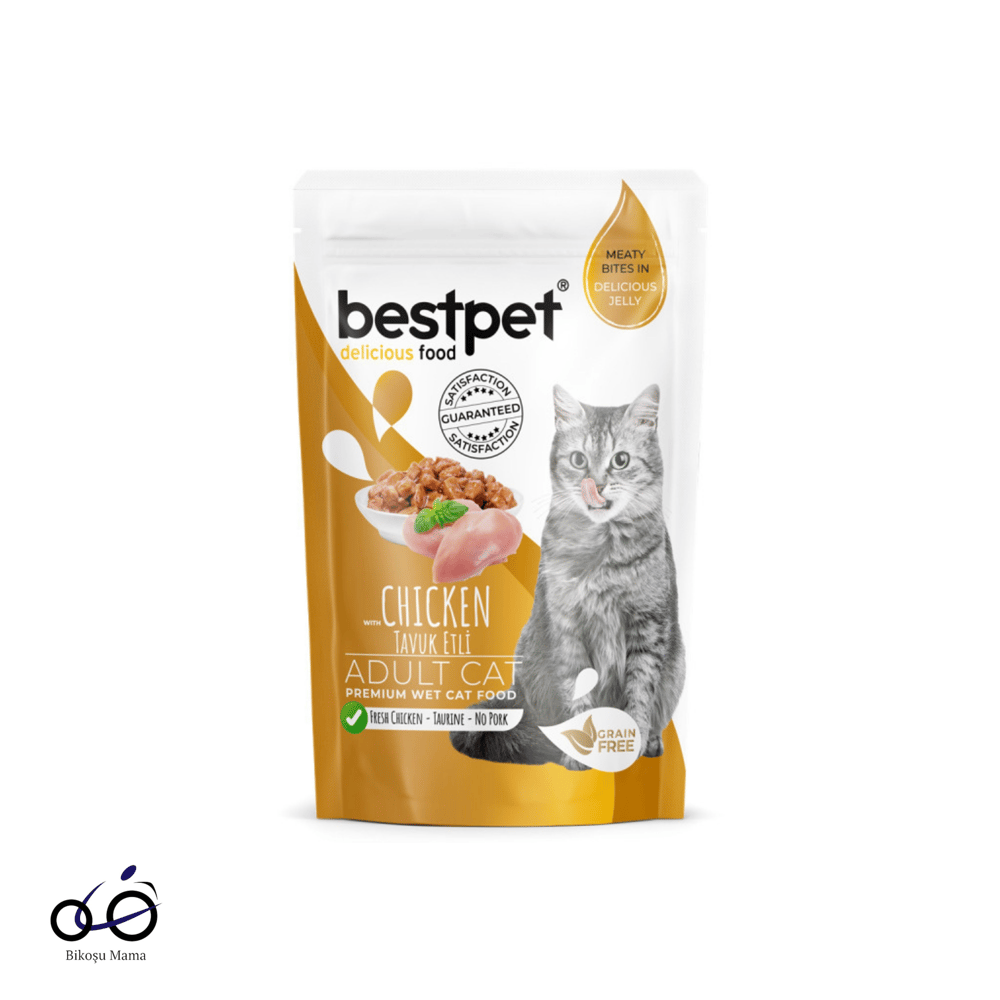 Bestpet Jöle İçinde Tavuk Parça Etli Tahılsız Yetişkin Kedi Yaş Maması 85gr