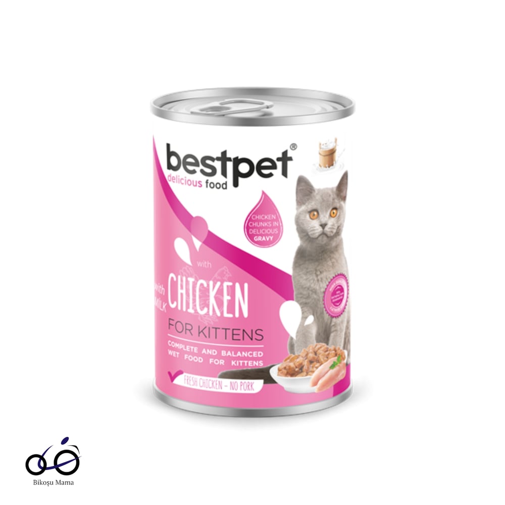 Bestpet Tavuk Parça Etli Ve Sütlü Yavru Kedi Konservesi 400gr