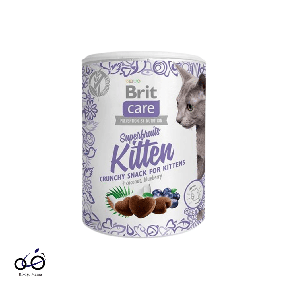 Brit Care Superfruits Hindistan Cevizli ve Yaban Mersinli Yavru Kıtır Kedi Ödülü 100gr