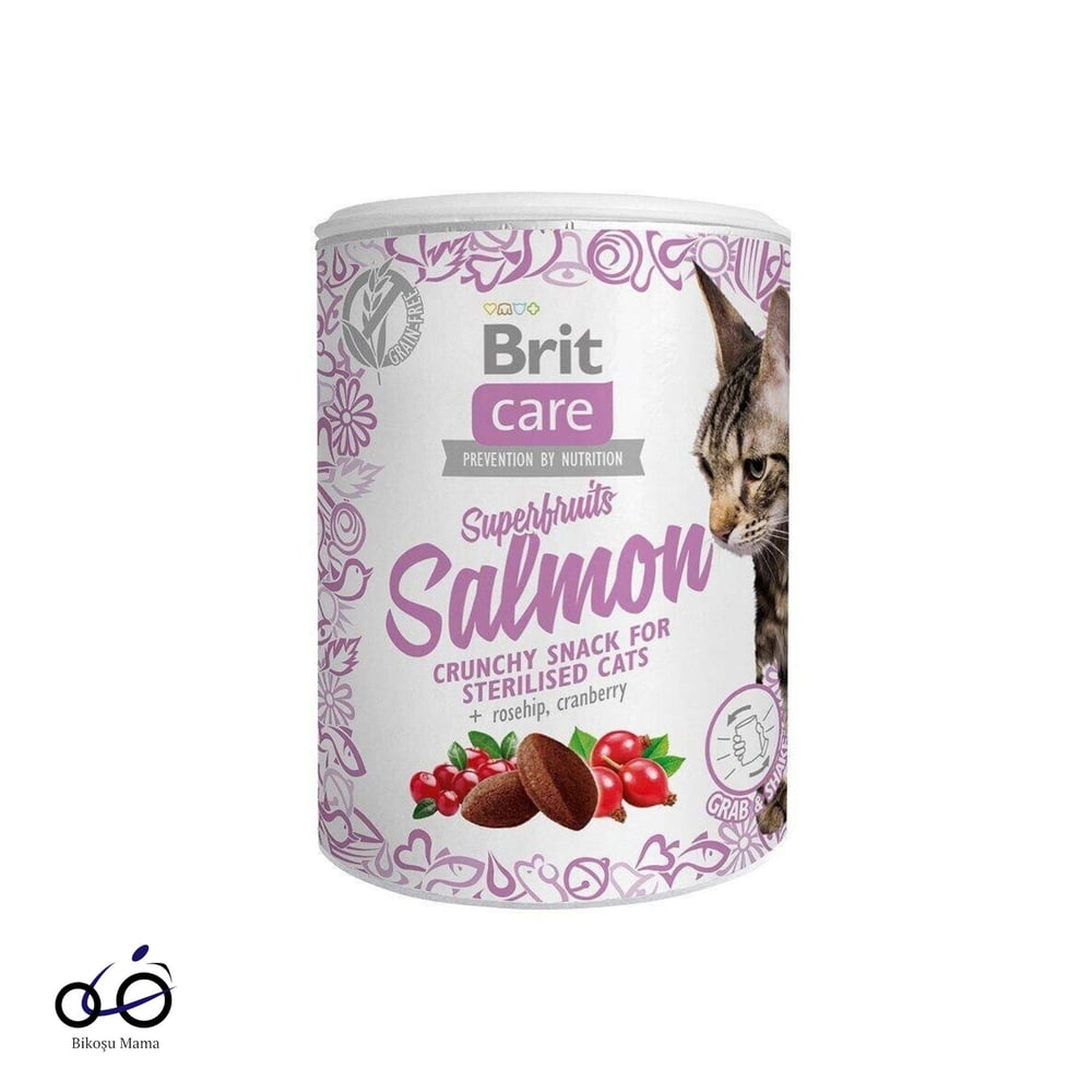 Brit Care Superfruits Somonlu ve Kızılcıklı Kıtır Kısırlaştırılmış Kedi Ödülü 100gr