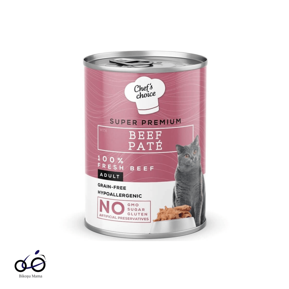 Chefs Choice Hipoalerjenik, Sığır Etli Tahılsız Ezme Yetişkin Kedi Konservesi 400gr