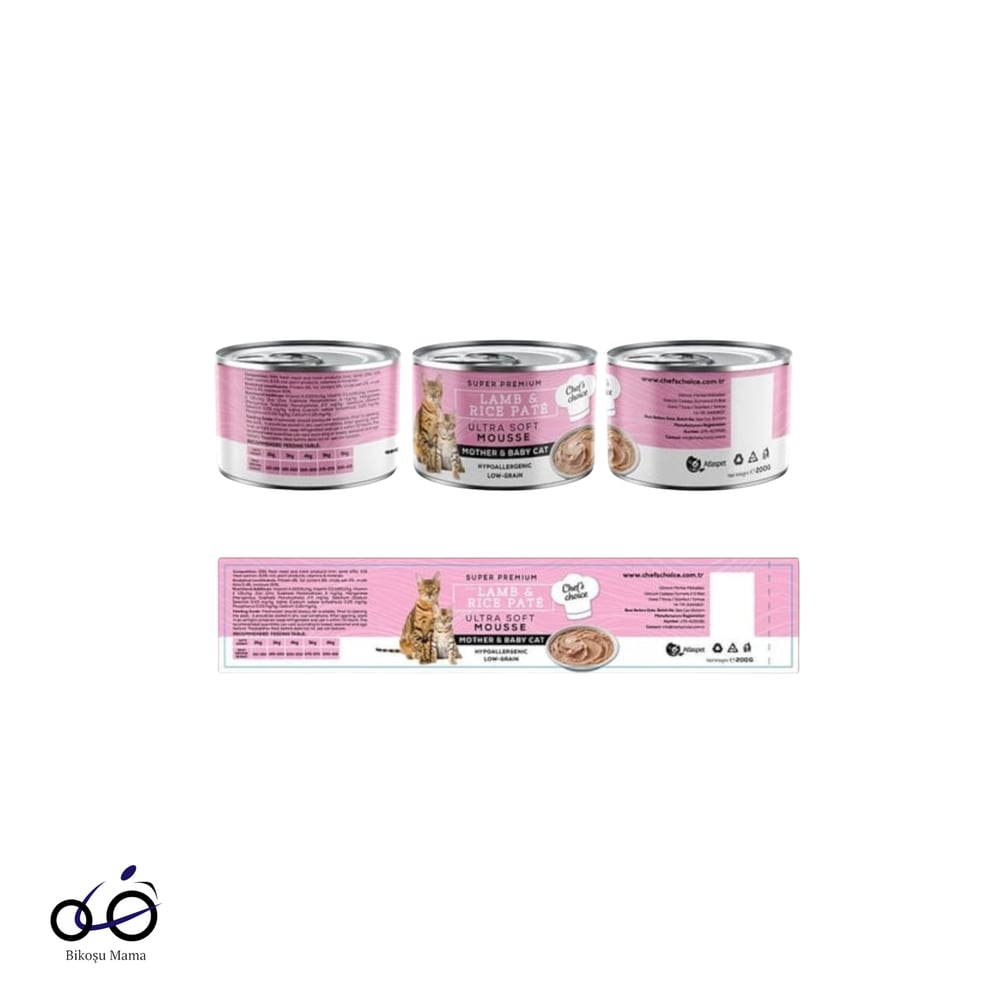 Chefs Choice Hipoalerjenik, Tavuk Etli Tahılsız Ultra Yumuşak Püre Anne Ve Yavru Kedi Konservesi 400gr