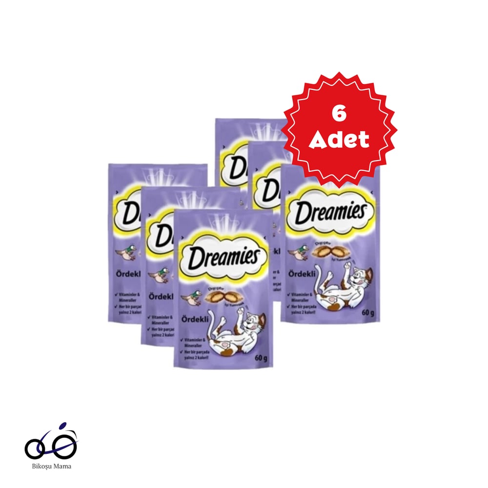 Dreamies İç Dolgulu Ördekli Kedi Ödül Bisküvisi 6X60gr | Kedi Ödülü   Dreamies İç Dolgulu Ördekli Kedi Ödül Bisküvisi 6X60gr