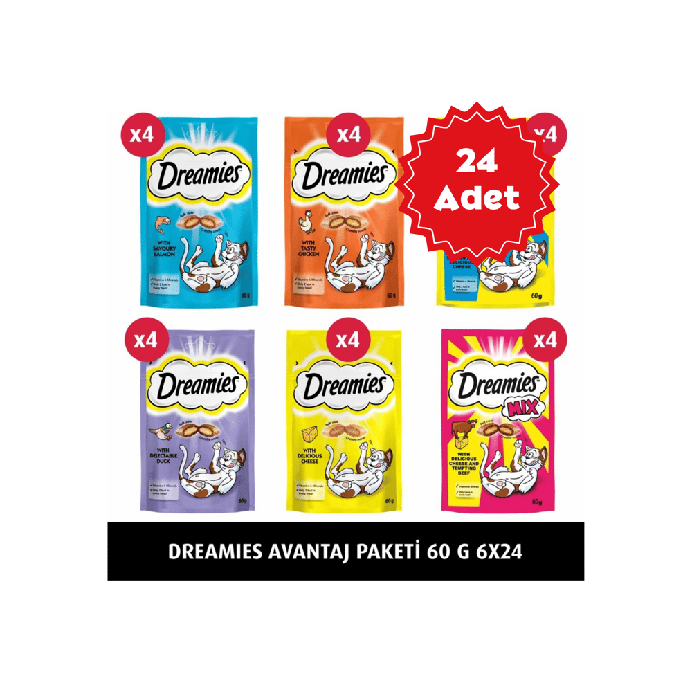 Dreamies Karışık Kedi Ödül Maması 24x60g | Avantajlı Koli Dreamies Karışık Kedi Ödül Maması 24x60gr