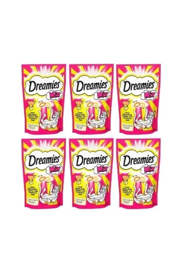  Dreamies Mix İç Dolgulu Sığır Etli ve Peynirli Kedi Ödül Bisküvisi 6X60gr