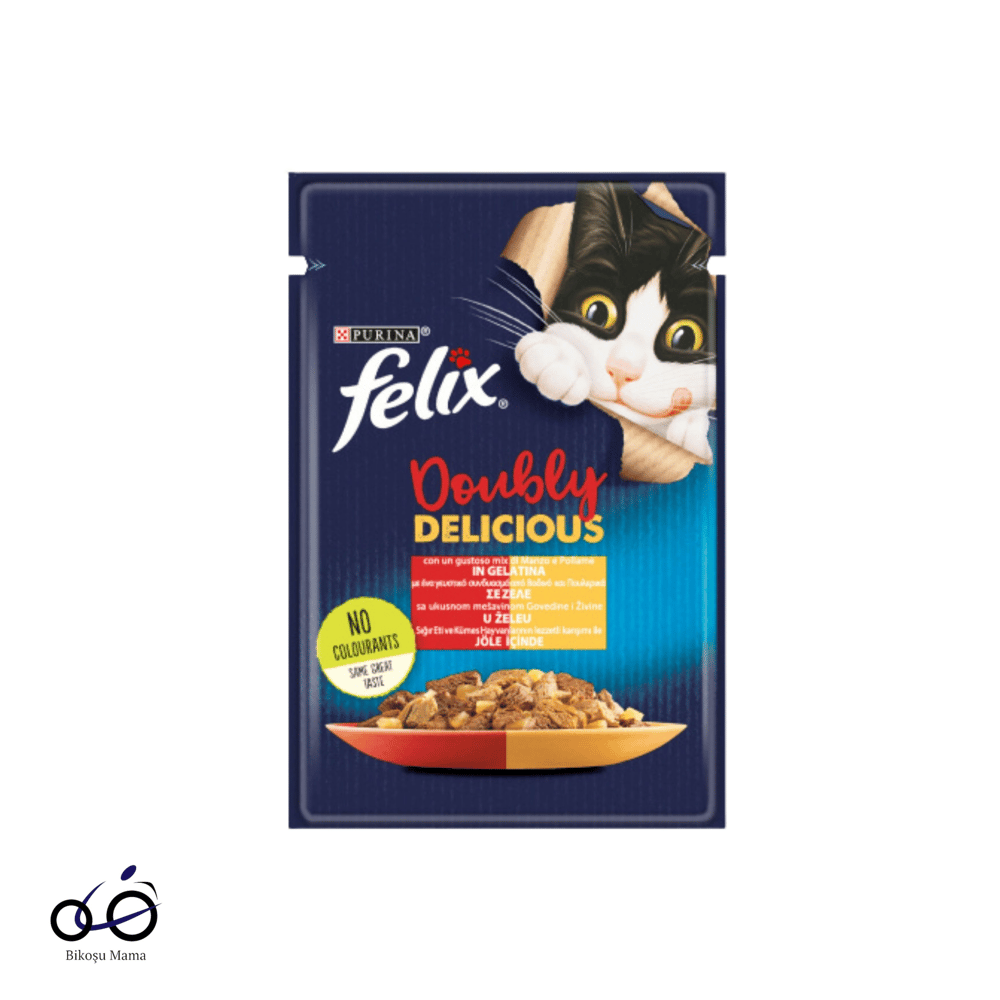 Felix Çifte Lezzet Tavuk ve Sığır Etli Yetişkin Kedi Yaş Maması 85gr
