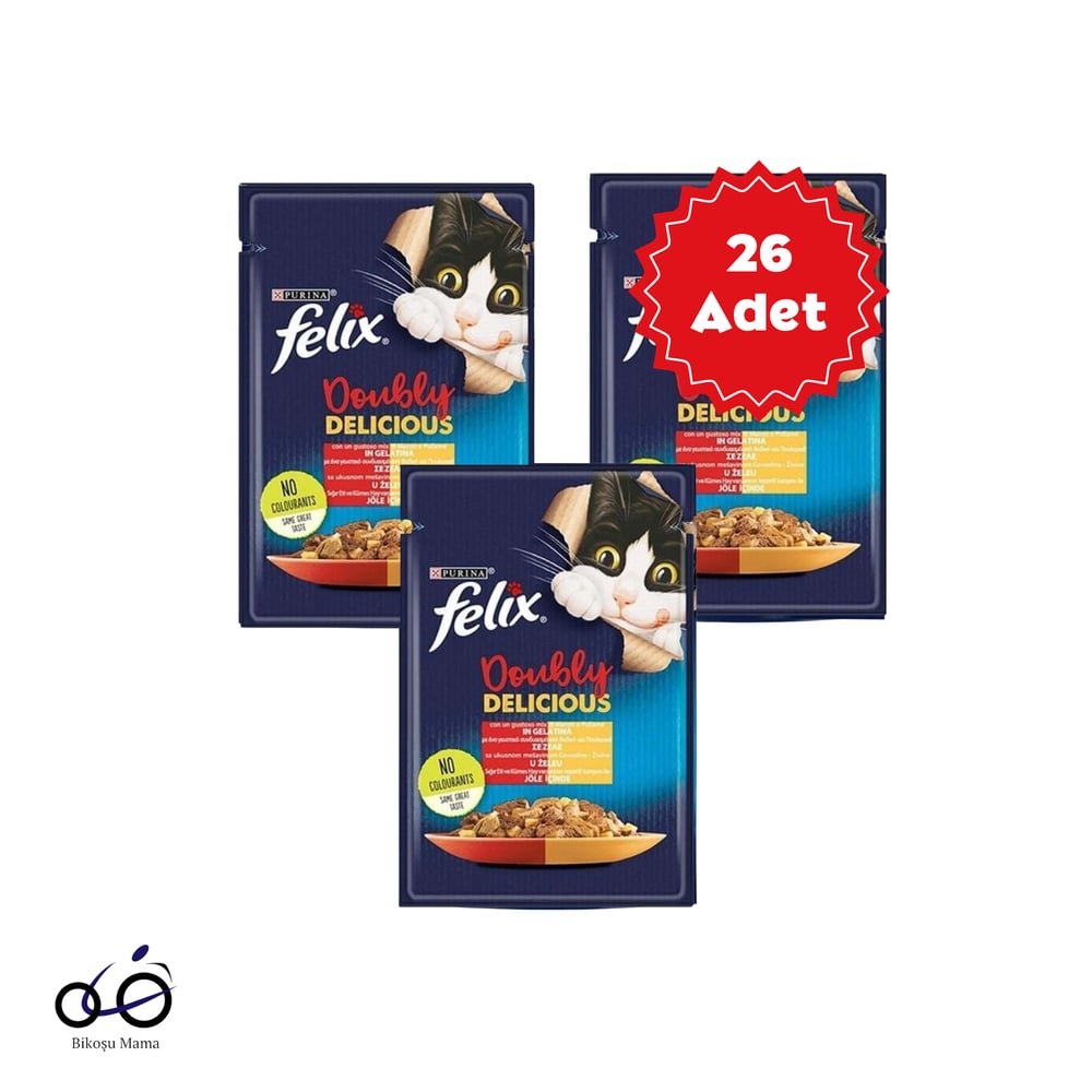 Felix Çifte Lezzet Tavuk ve Sığır Etli Yetişkin Kedi Konservesi 26X85gr | Kedi Konserve Mamaları   Felix Çifte Lezzet Tavuk ve Sığır Etli Yetişkin Kedi Konservesi 26X85gr
