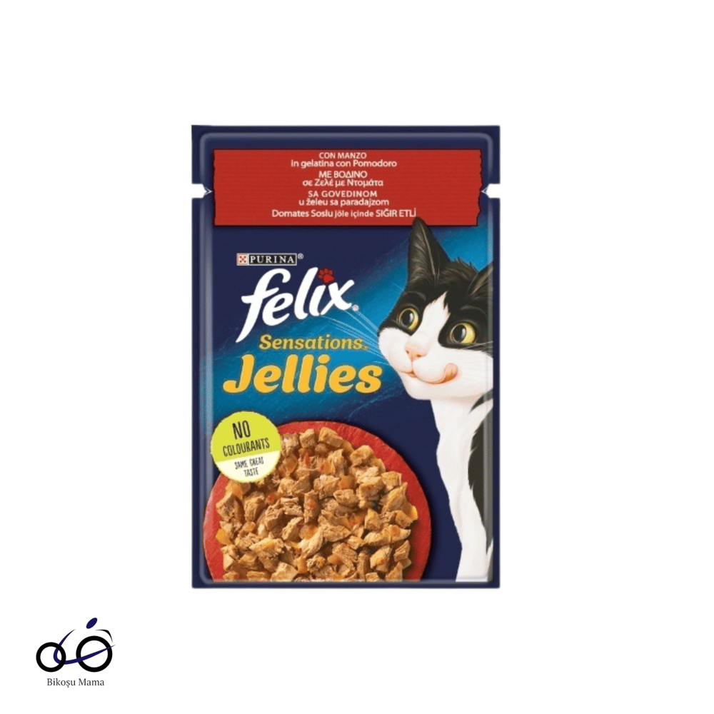 Felix Jellies Pouch Jöle İçinde Sığır Etli ve Domatesli Yetişkin Kedi Yaş Maması 85gr