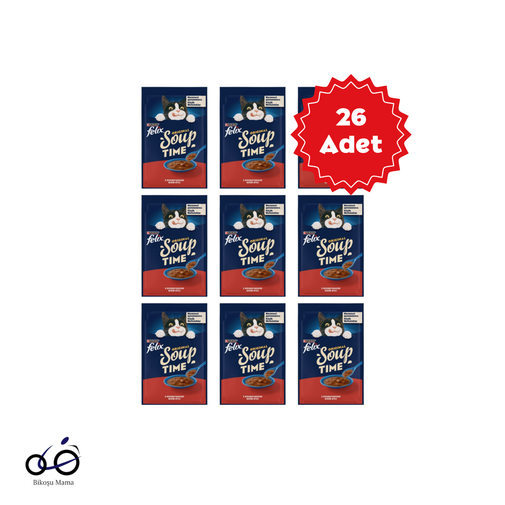  Felix Original Soup Time Sığır Etli Kedi Çorbası 48gr x 26 Adet