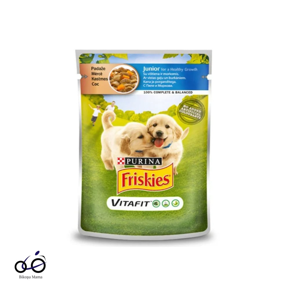 Friskies Junior Tavuklu ve Havuçlu Yavru Yaş Köpek Maması 20X100gr | Köpek Konserve Maması   Friskies Junior Tavuklu ve Havuçlu Yavru Yaş Köpek Maması 20X100gr
