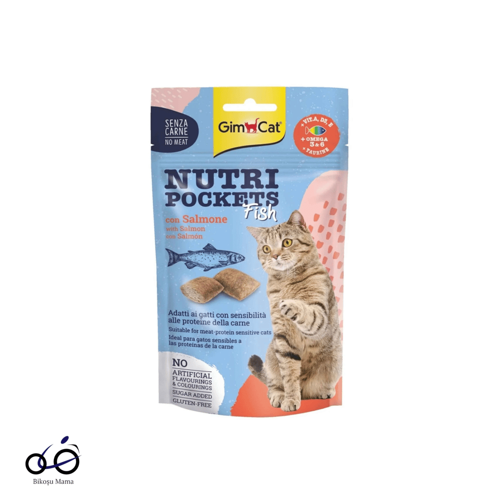 GimCat Nutripockets Fish Somon Balıklı Kedi Ödül Maması 60gr