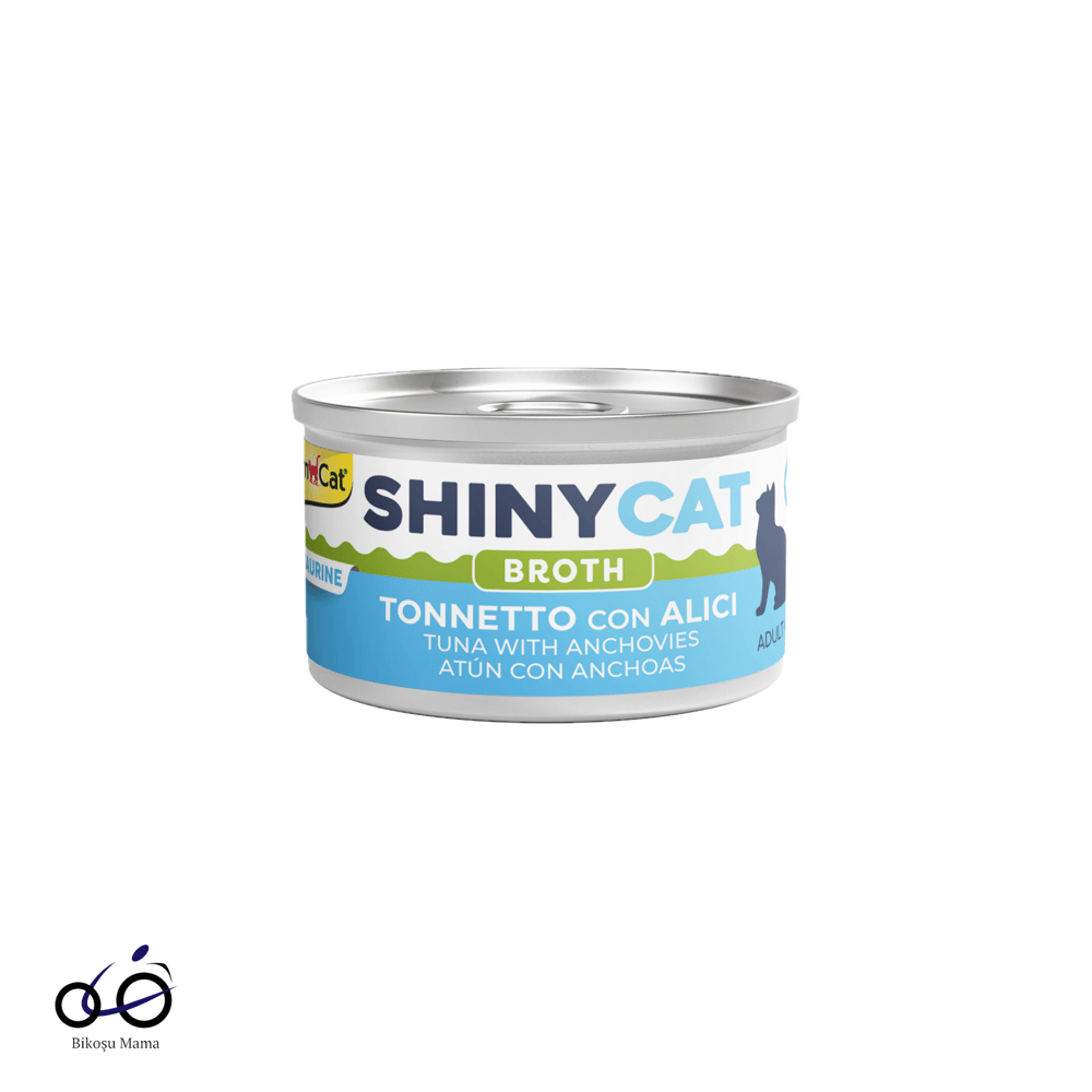  Gimcat Shinycat Broth Sos içinde Ançüezli & Ton Balığı Kedi Konserve Maması 70gr
