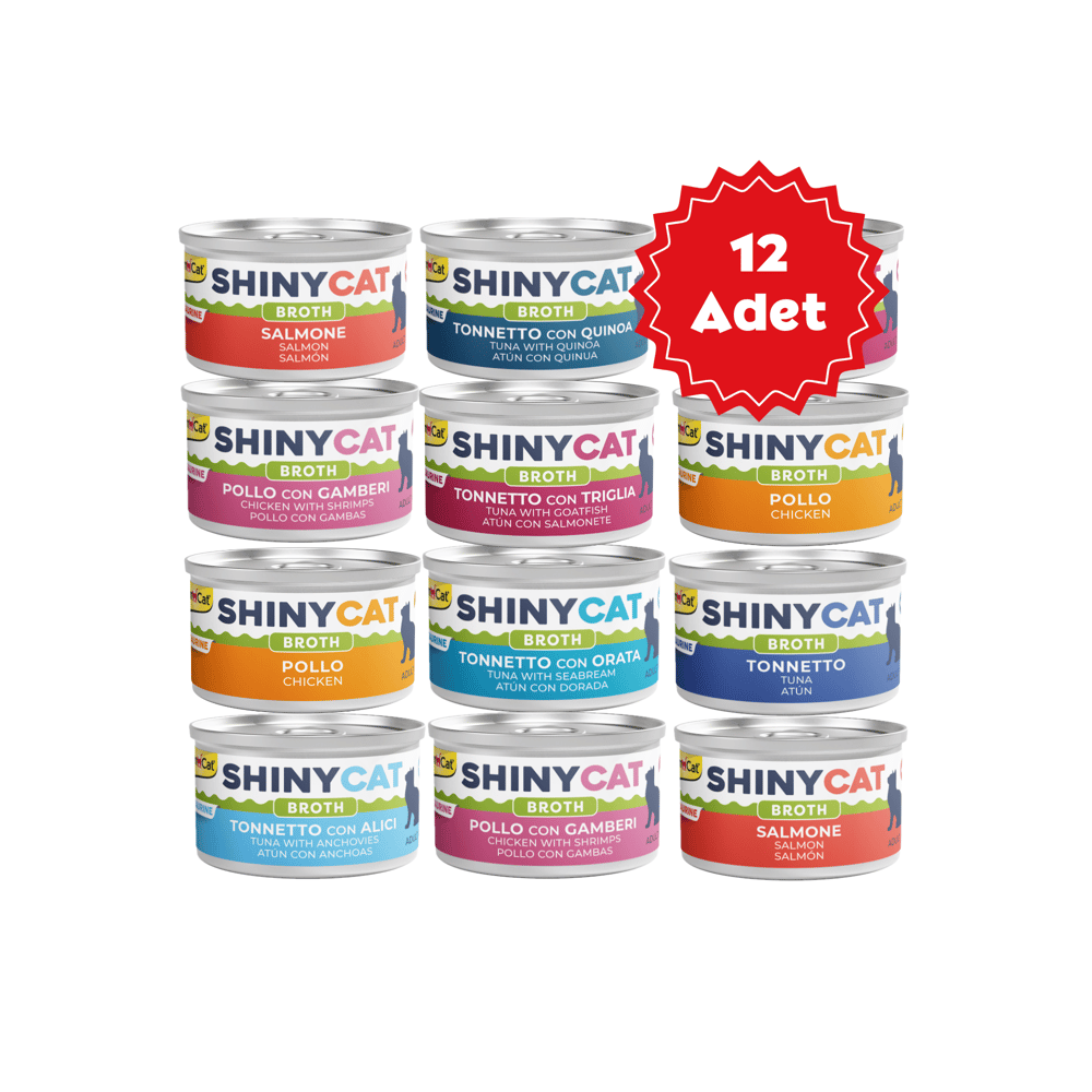  Gimcat Shinycat Broth Sos içinde Karışık Kedi Konserve Mama 70grX12 Adet