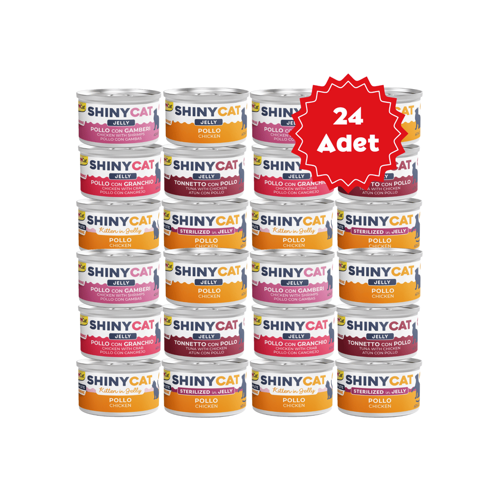  Gimcat Shinycat Jelly Jöle içinde Tavuklu Karışık Kedi Konserve Maması 70grX24 Adet