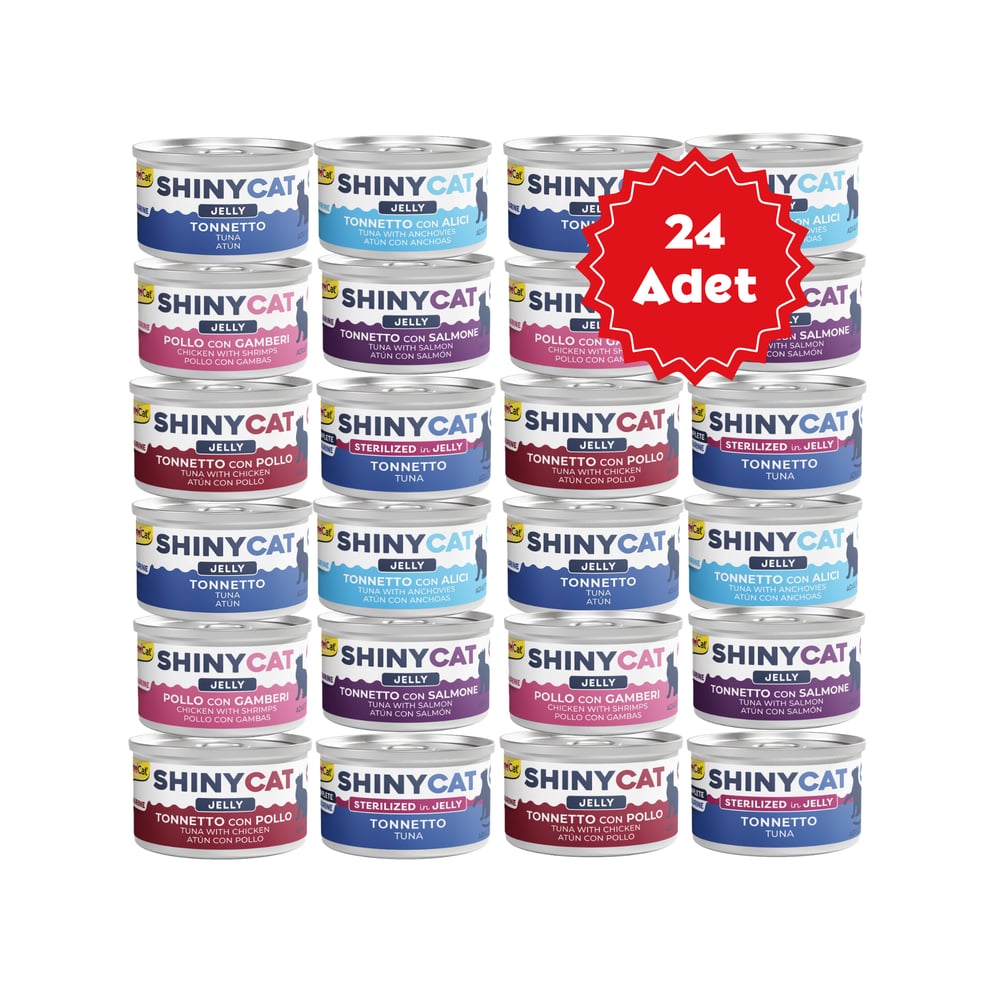  Gimcat Shinycat Jelly Jöle içinde Ton Balıklı Karışık Kedi Konserve Mama 70grX24 Adet