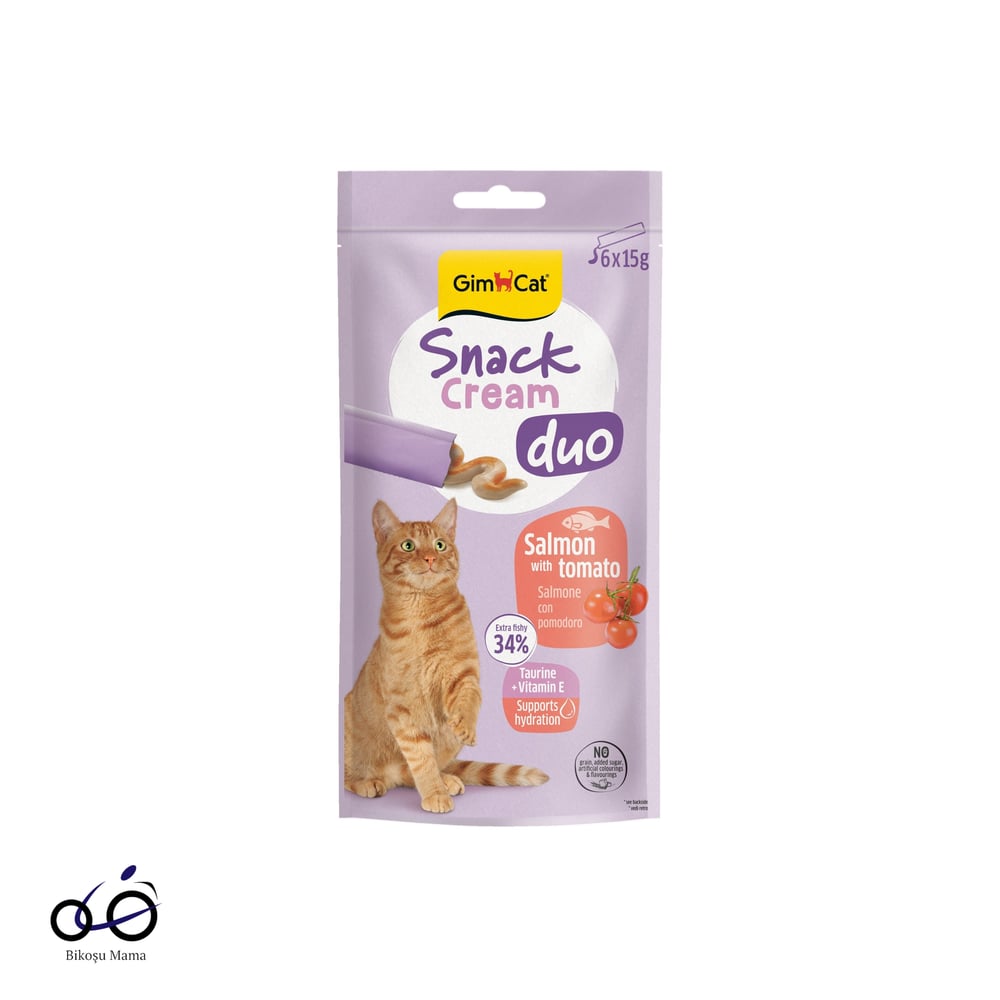 Gimcat Snack Cream Duo Somonlu & Domatesli Kedi Ödülü 6x15gr