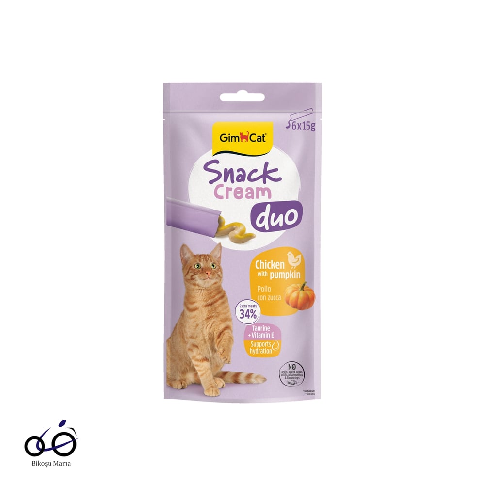Gimcat Snack Cream Duo Tavuklu & Balkabaklı Kedi Ödülü 6x15gr