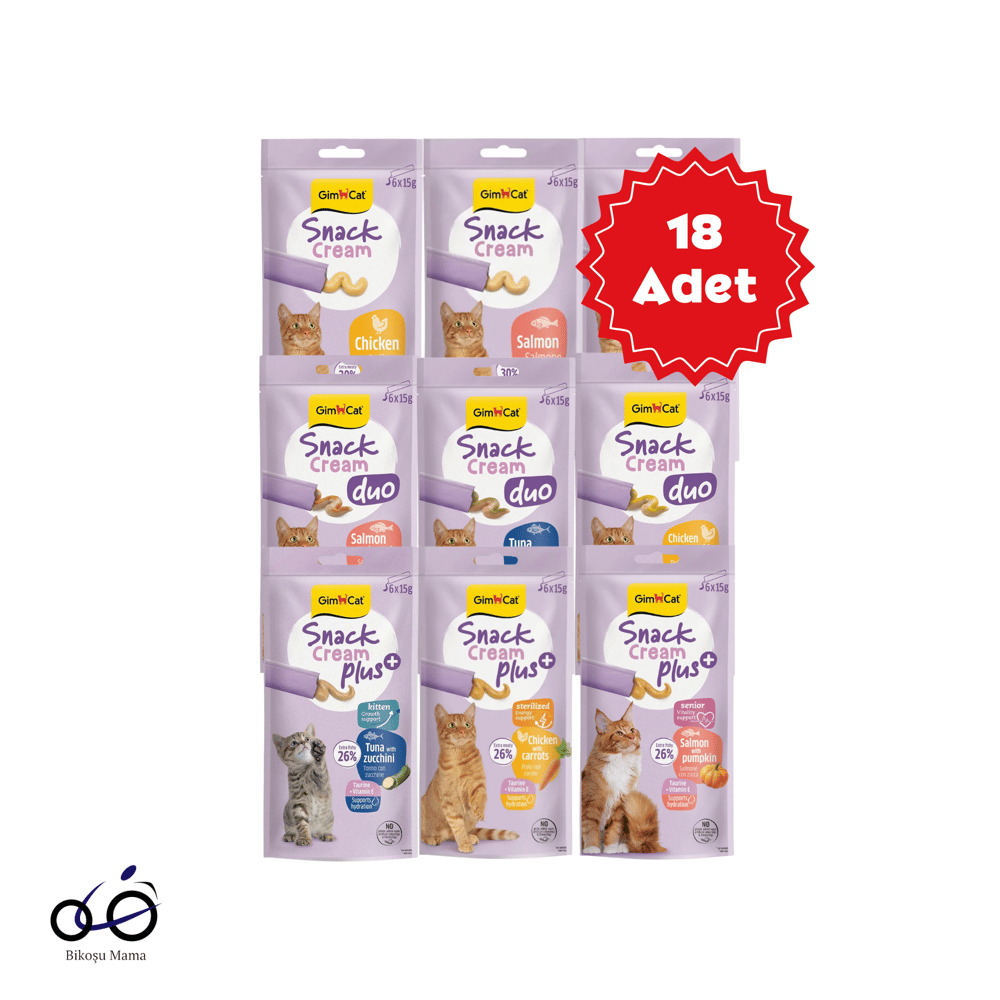 Gimcat Snack Cream Karışık Kedi Ödülü 6x15gr 18 Adet