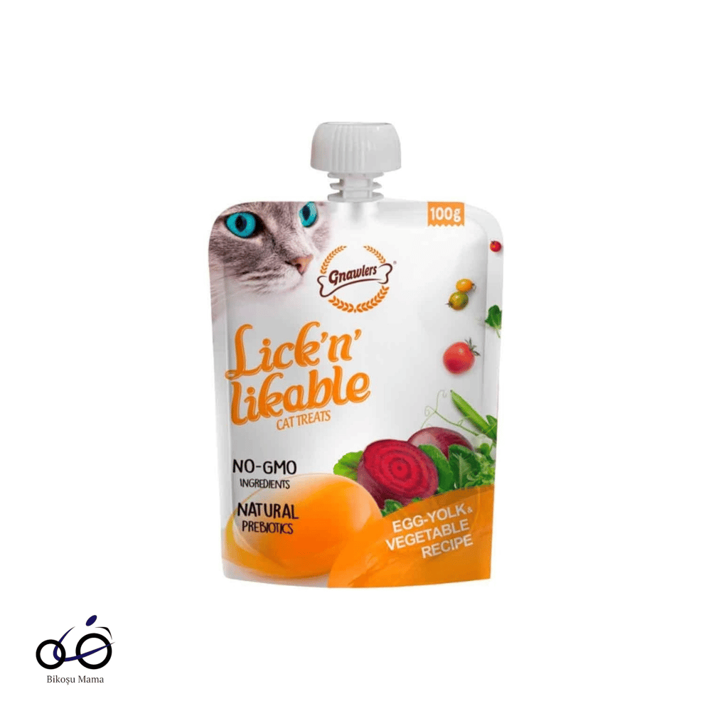 Gnawlers Lick'N Likble Yumurta Sarılı ve Sebzeli Kedi Ödülü 100gr