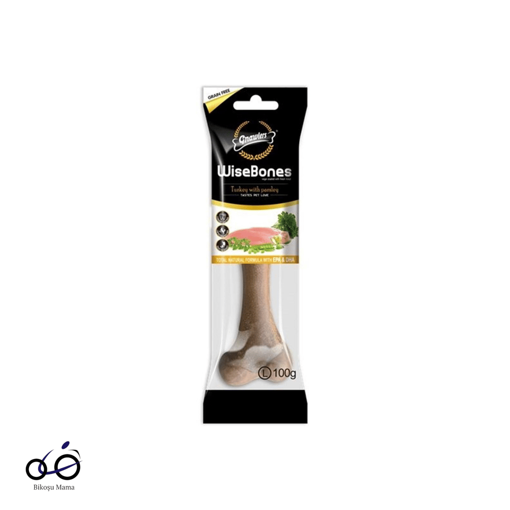Gnawlers Wisebones Hindi Aromalı Köpek Ödül Kemiği 100gr [L]