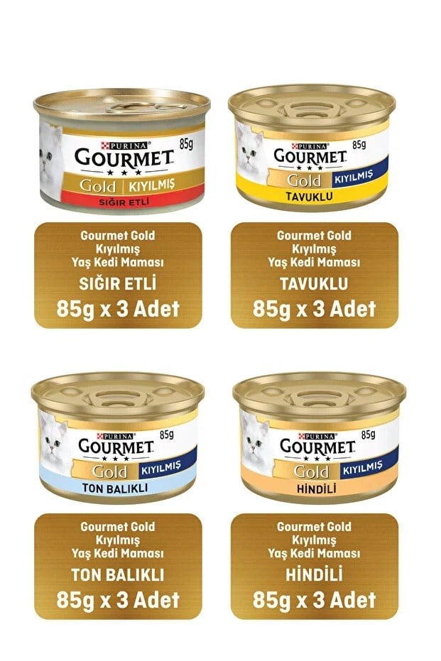 Gourmet Gold Karışık Kıyılmış Konserve Yetişkin Kedi Yaş Maması 12X85gr | Kedi Konserve Mamaları   Gourmet Gold Karışık Kıyılmış Konserve Yetişkin Kedi Yaş Maması 12X85gr