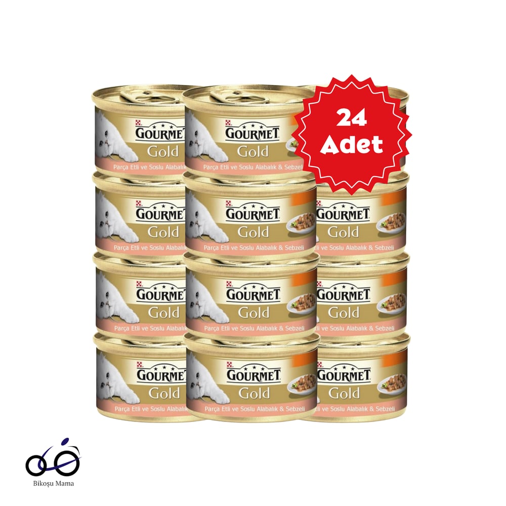 Gourmet Gold Alabalık ve Sebzeli Kedi Konservesi 24x85g | Bikoşu Gourmet Gold Parça Etli Soslu Alabalık ve Sebzeli Kedi Konservesi 24X85gr