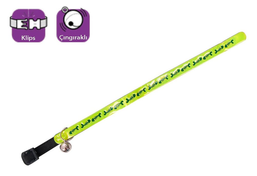  Karlie Sarı Çıngıraklı Balık Desenli Kedi Boyun Tasması 30 Cm