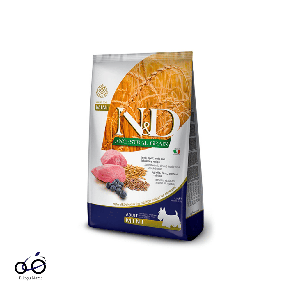 N&D Ancestral Grain Kuzu Etli ve Yaban Mersinli Küçük Irk Ata Tahıllı Yetişkin Köpek Maması