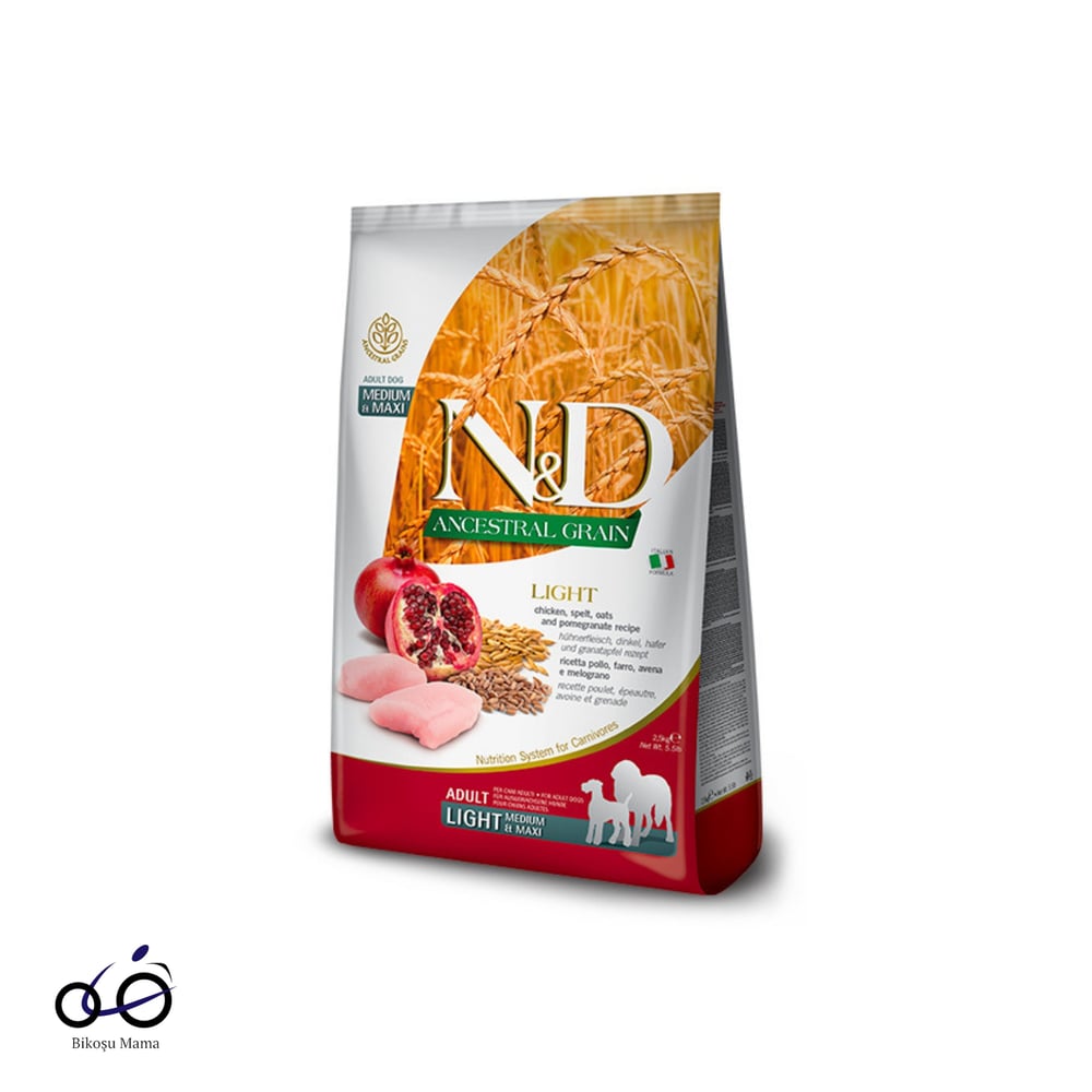 N&D Light Maxi İri ve Orta Irk Tavuklu Narlı Düşük Tahıllı Yetişkin Köpek Maması