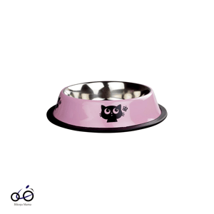 Oripet Kedi Desenli Mama & Su Kabı-16oz-Pembe