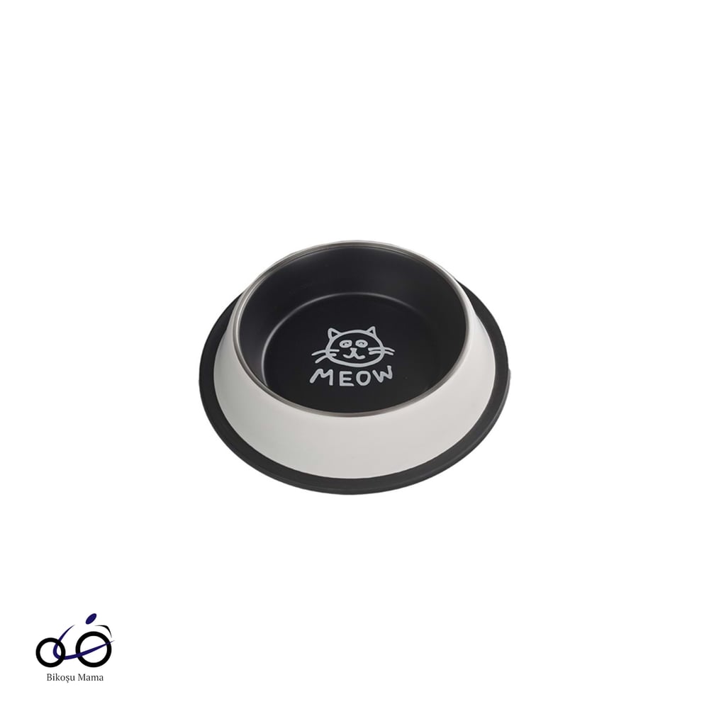 Oripet Kedi Desenli Mama & Su Kabı-8oz-Beyaz