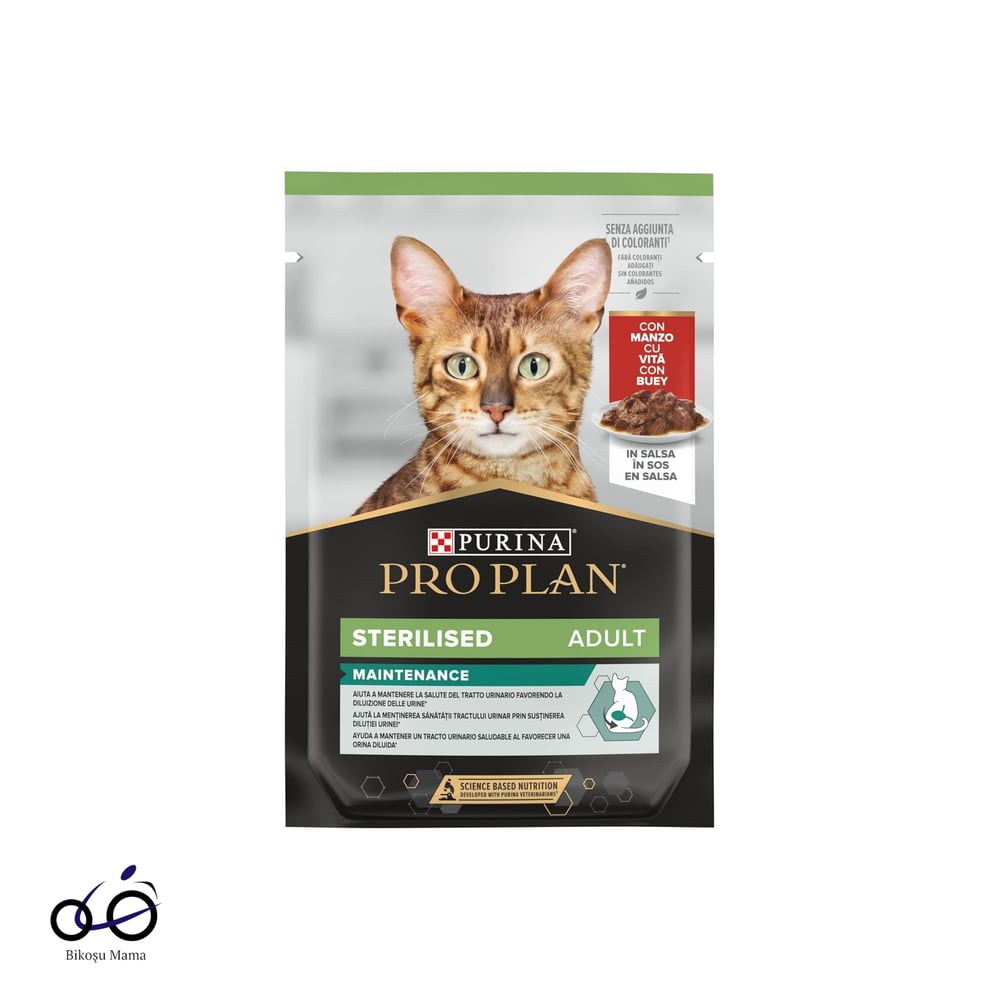 Pro Plan Sterilised Sığır Etli Kedi Pouch 26x85g | Bikoşu Mama Pro Plan Pouch Sos İçinde Sığır Etli Kısırlaştırılmış Kedi Konservesi 26X85gr