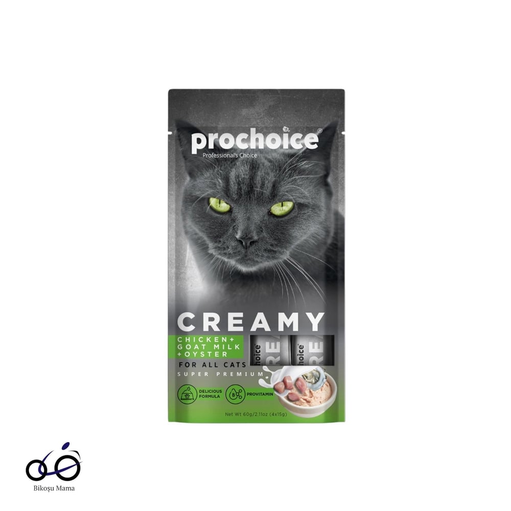 Prochoice Creamy Kediler İçin Tavuklu, Keçi Sütlü ve İstridyeli Sıvı Ödülü 4x15gr