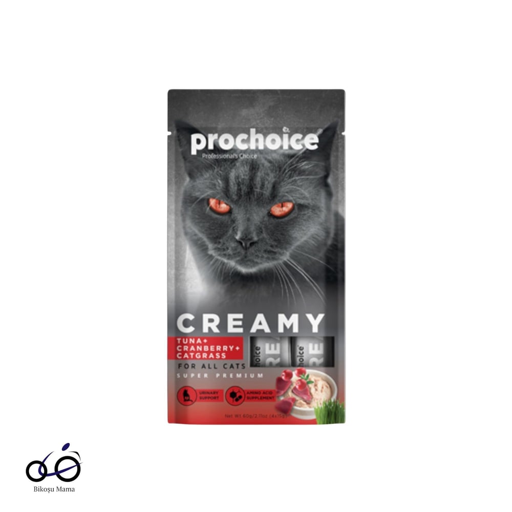 Prochoice Creamy Kediler İçin Ton Balığı, Kızılcık ve Kedi Otlu Sıvı Ödülü 4x15gr