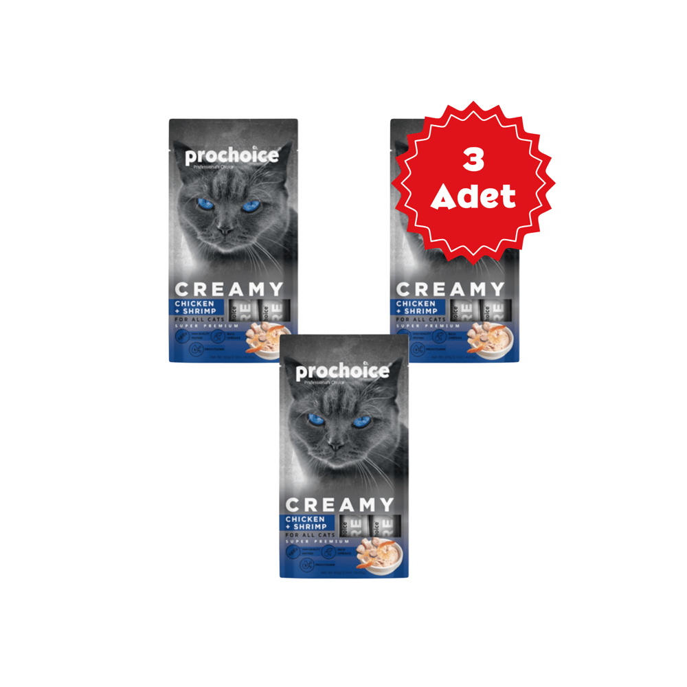  Prochoice Creamy Tavuklu ve Karidesli Sıvı Kedi Ödülü 4x15gr x 3 Adet