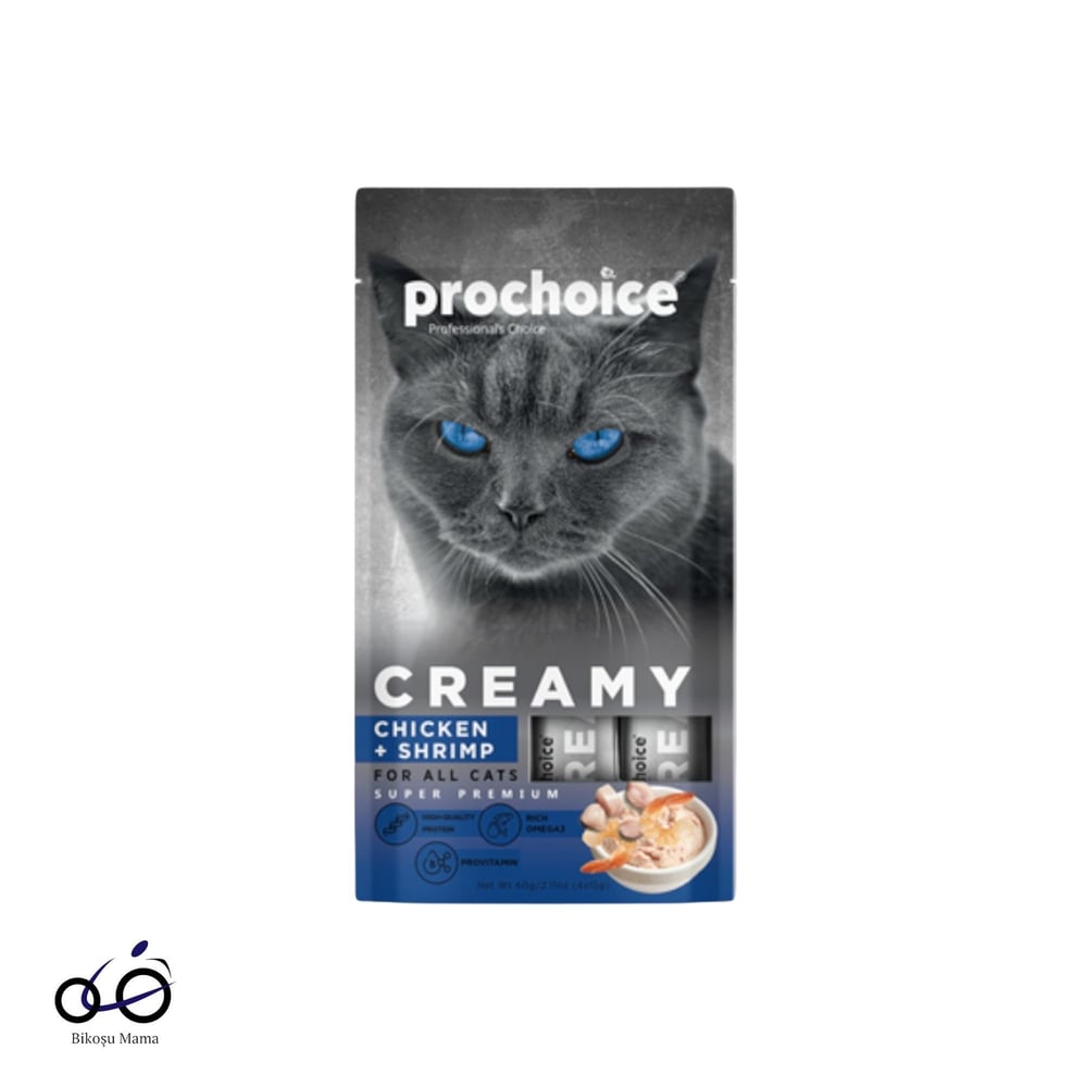 Prochoice Creamy Tavuklu ve Karidesli Sıvı Kedi Ödülü 4x15gr