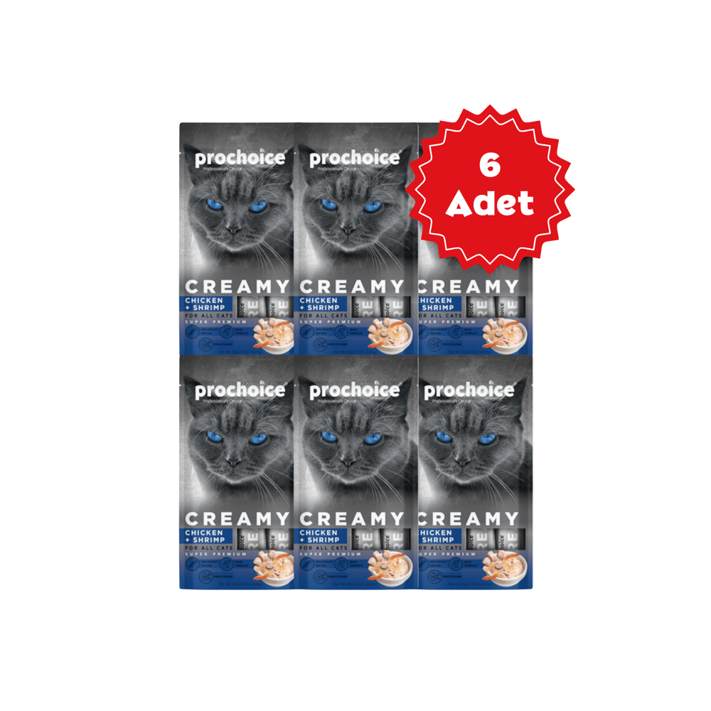  Prochoice Creamy Tavuklu ve Karidesli Sıvı Kedi Ödülü 4x15gr X 6 Adet