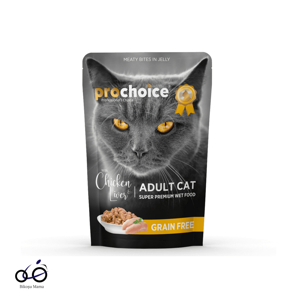Prochoice Jöle İçinde Tavuk Ve Ciğer Parça Etli Tahılsız Yetişkin Kedi Yaş Maması 12x85gr