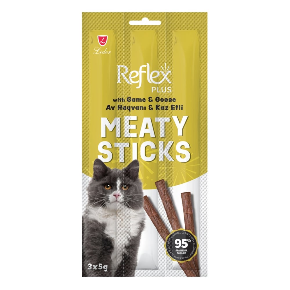  Reflex Av Hayvanlı ve Kaz Etli Tahılsız Kedi Ödül Çubuğu 15gr (3'lü)