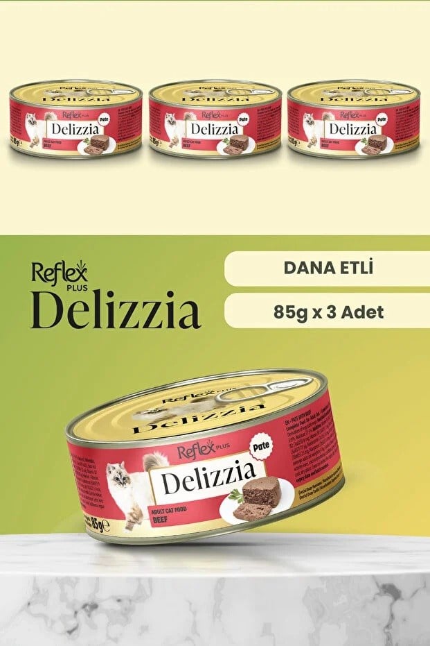  Reflex Plus Delizzia Dana Etli Ezme Yetişkin Kedi Konservesi 85gr x 3 Adet