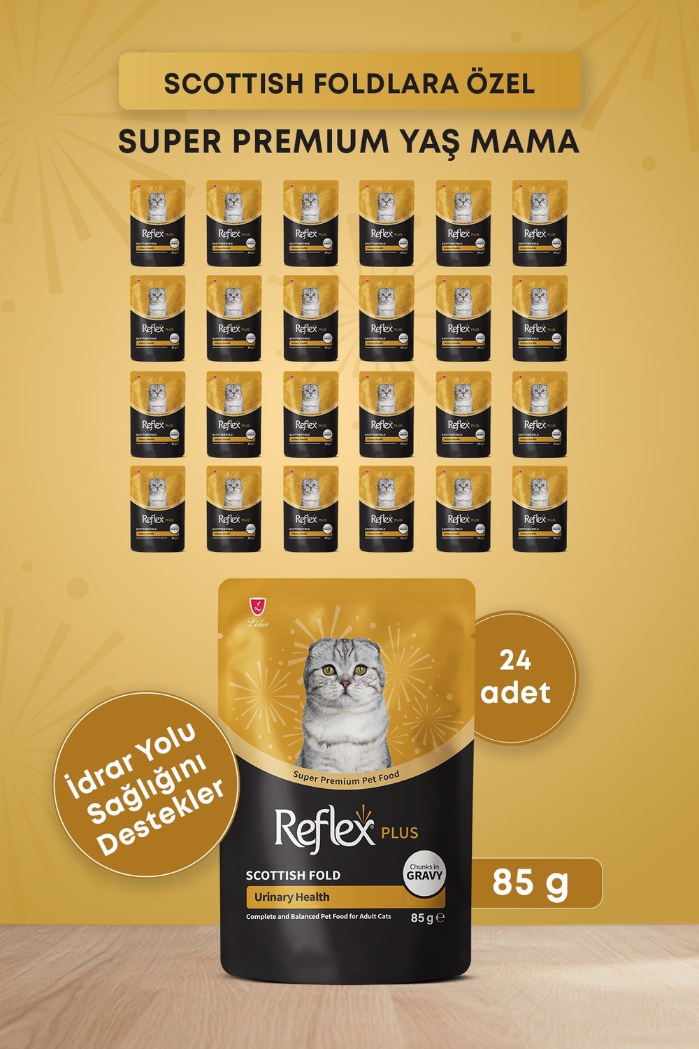  Reflex Plus Scottish Fold Yetişkin Kedi Pouch Mama 85gr x 24 Adet