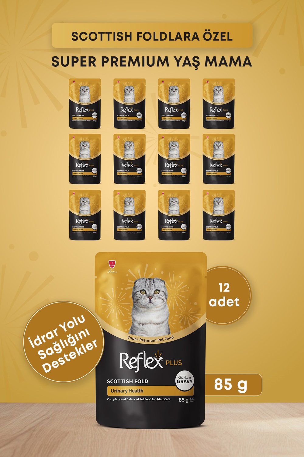 Reflex Plus Scottish Fold Yetişkin Kedi Pouch Mama 85gr x 12 Adet