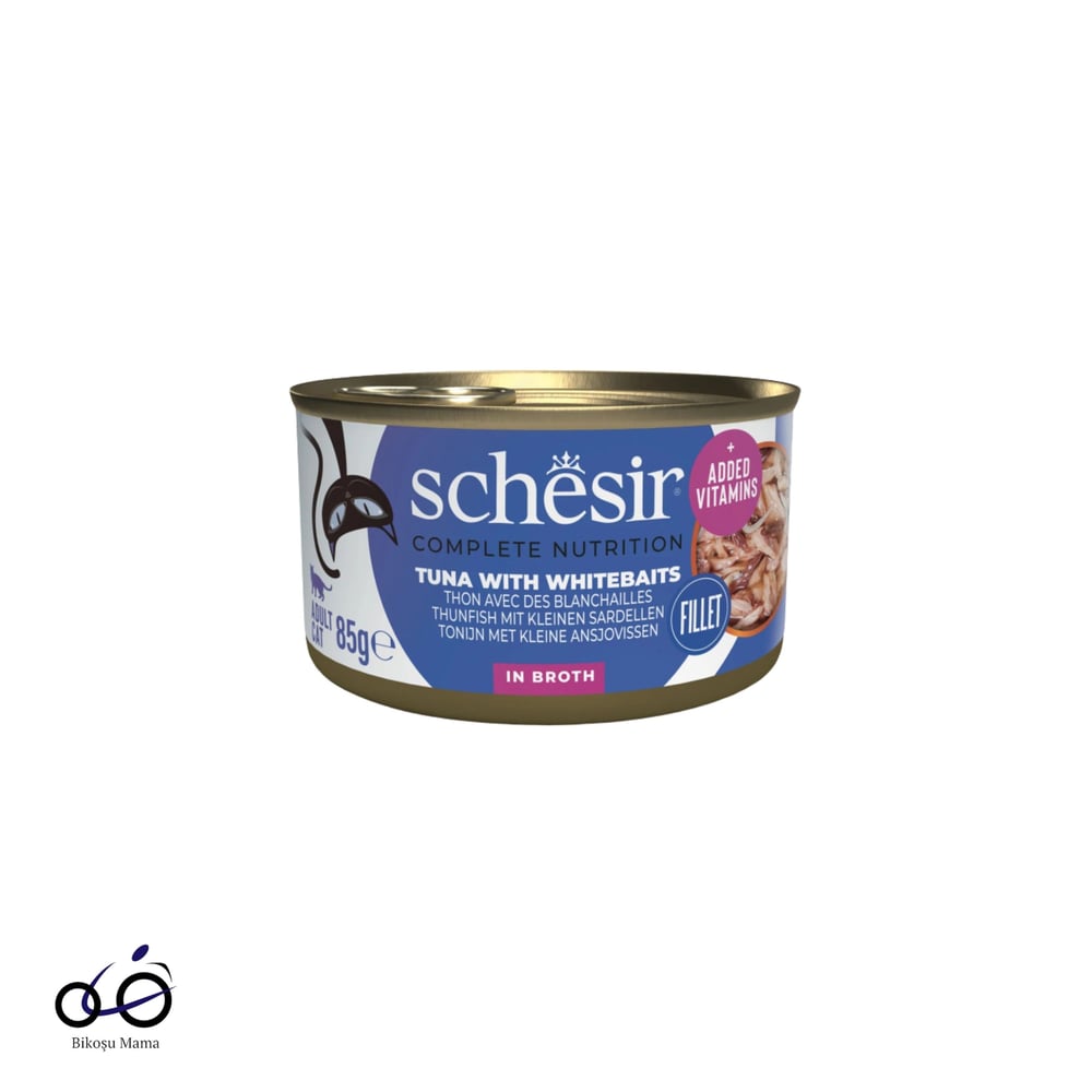 Schesir Ton Balıklı ve Ringa Balıklı Kedi Konservesi 85g | Bikoşu Schesir Suda Pişirilmiş Beyaz Balık ve Ton Balıklı Kedi Konservesi 85gr