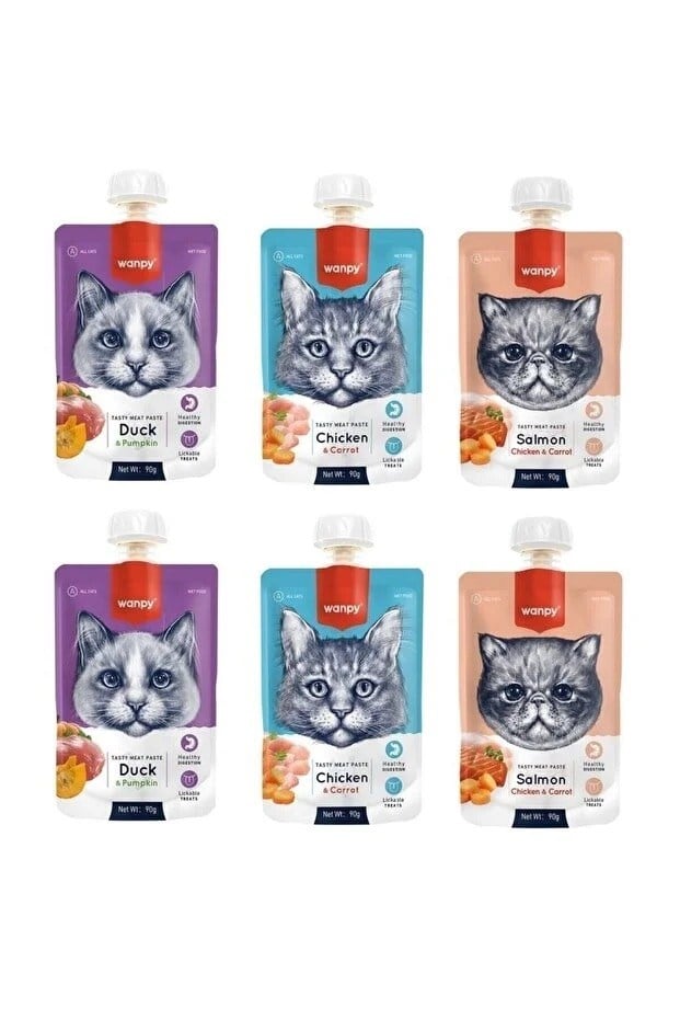  Wanpy 3'lü Karma Ezme Kedi Ödül Maması 6 x 90 gr